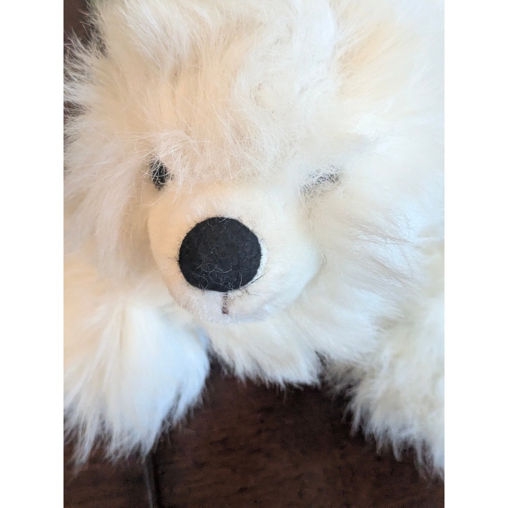 Russ Berrie Plush Bear Unisex 11" White Shaggy Long Fur Vintage Korea 453